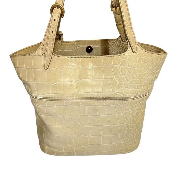 Furla Women's Crocodile Embossed Cream Shoulder Bag - Picture 10 of 11